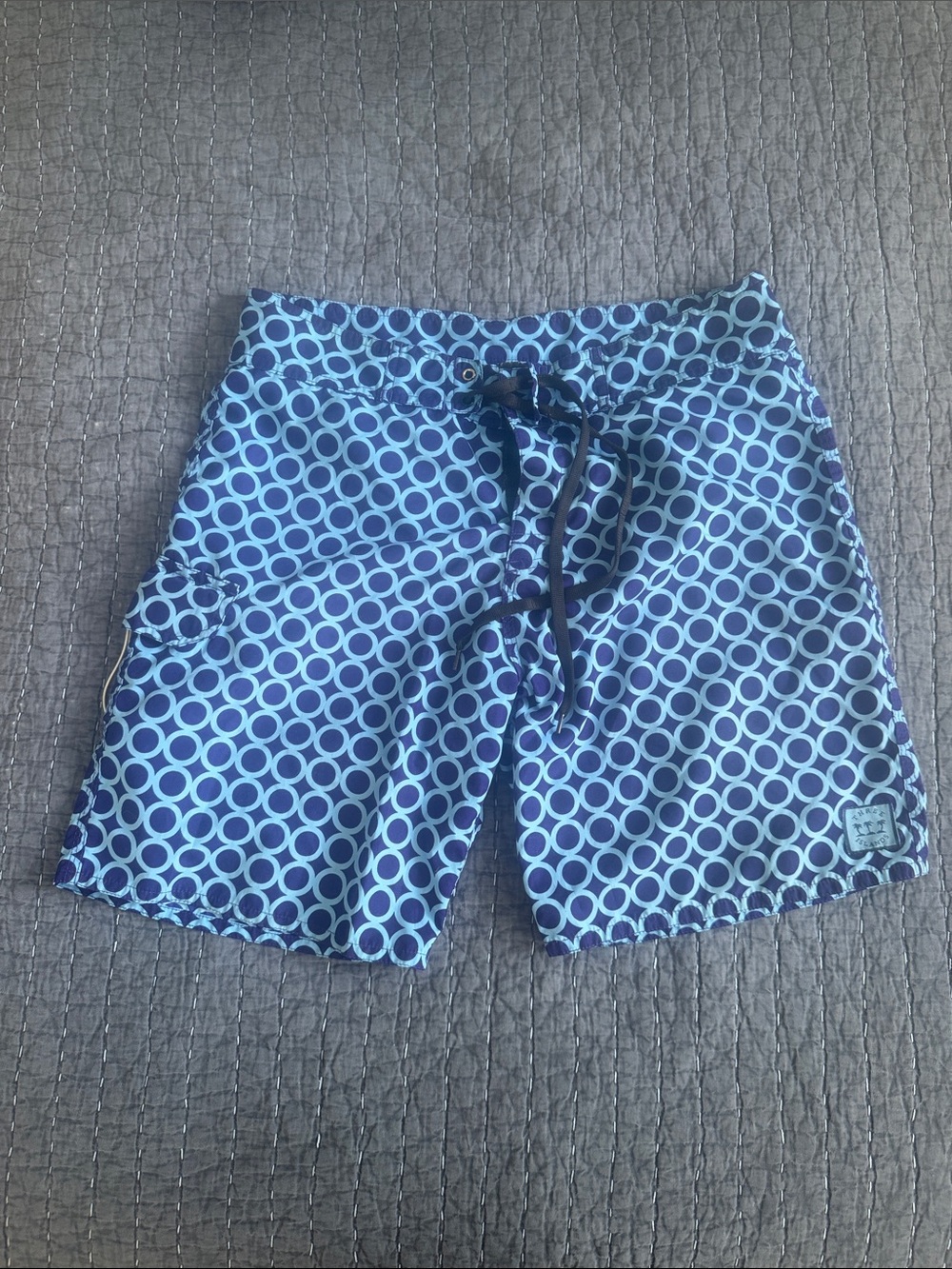 Three Island Men's Blue Circles Swim  Shorts with Drawstring